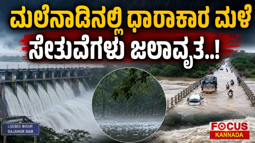 Malnad Flood Alert! | ಮಲೆನಾಡಿನಲ್ಲಿ ಧಾರಾಕಾರ ಮಳೆ ಸೇತುವೆಗಳು ಜಲಾವೃತ..! | Focus Tv Kannada